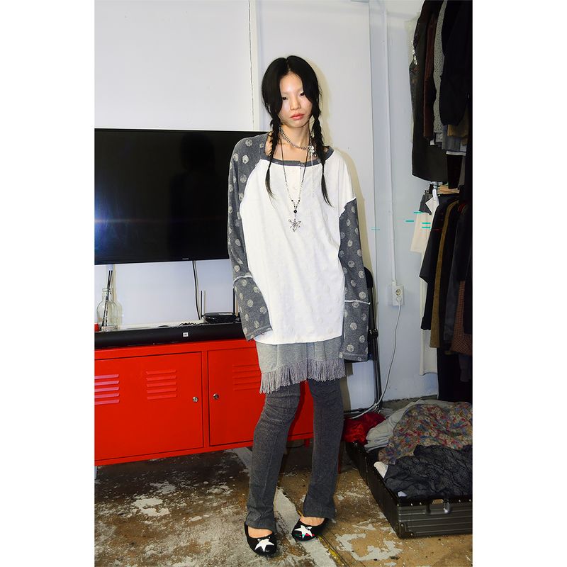 KNEE-TUCK PINTUCK LEGGINGS: GREY