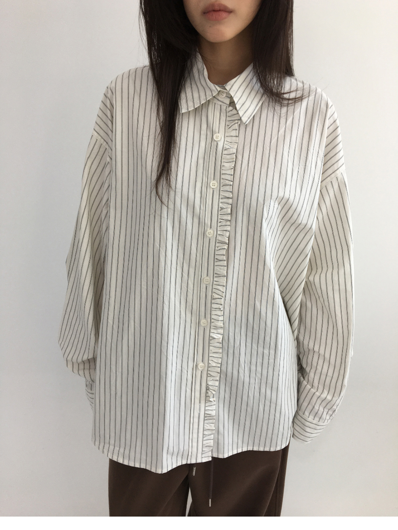 Ondes Frill Placket Shirt (2color)