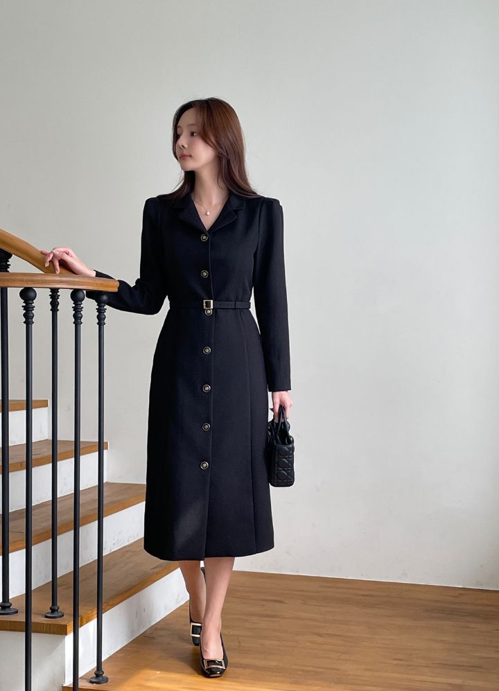 iam mari（アイアム マリ）の「26FW★ ロイセル カラー ボタン Hライン ロング ワンピース (Belt Set)（ワンピース/ドレス）」