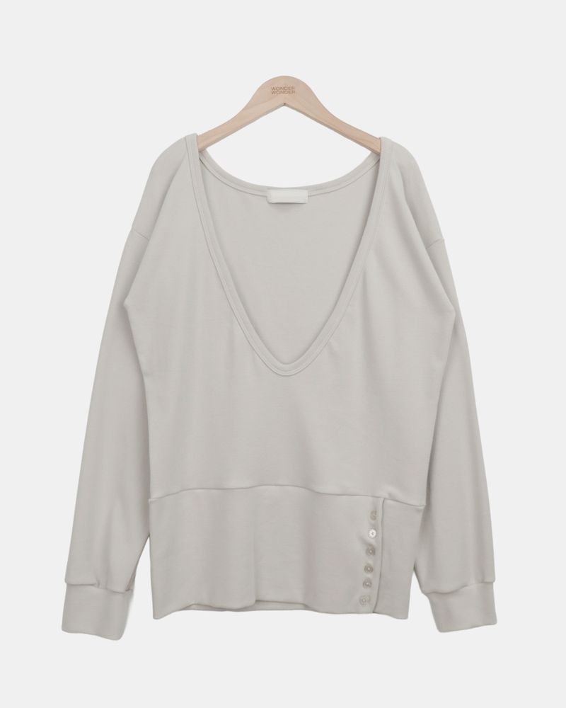 Morang Deep V-Neck Button Sweatshirt