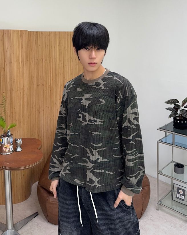 Demei Camo Waffle Long Sleeve
