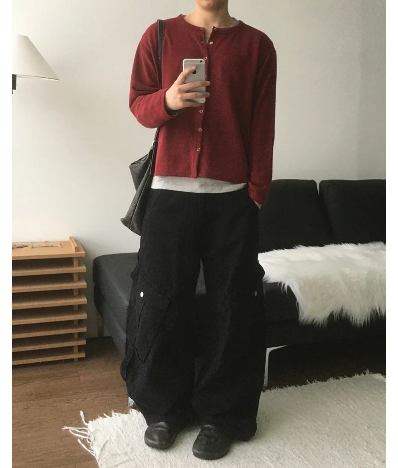 Fleck Cropped Knit Cardigan