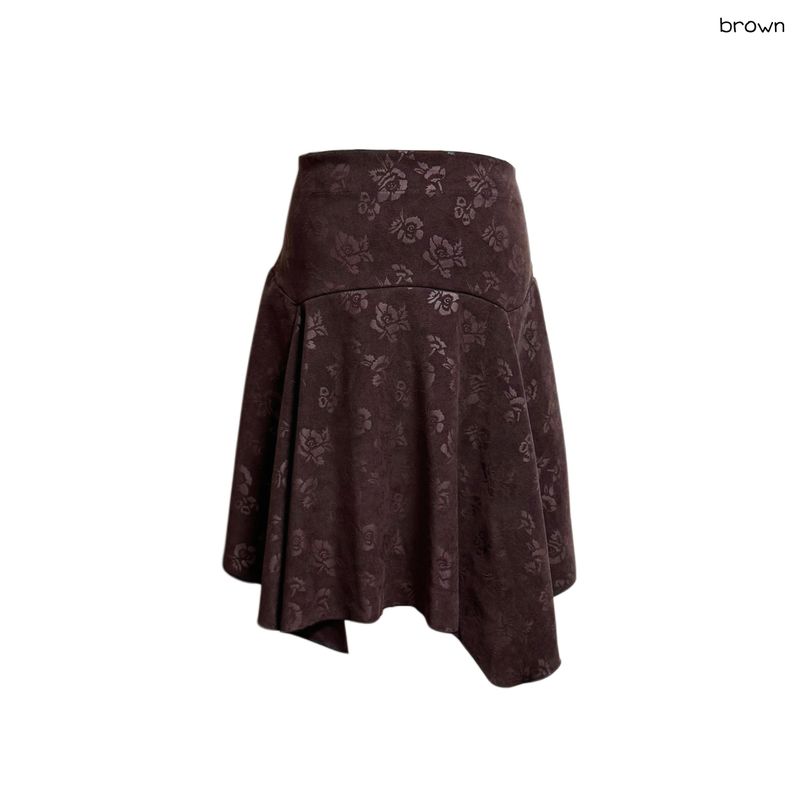 (2color) Rose Asymmetrical Flare Skirt