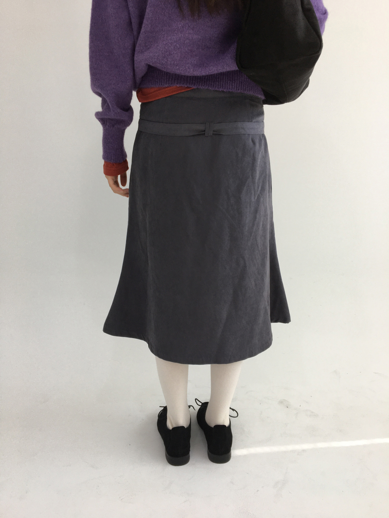Low-tie midi skirt (2color)