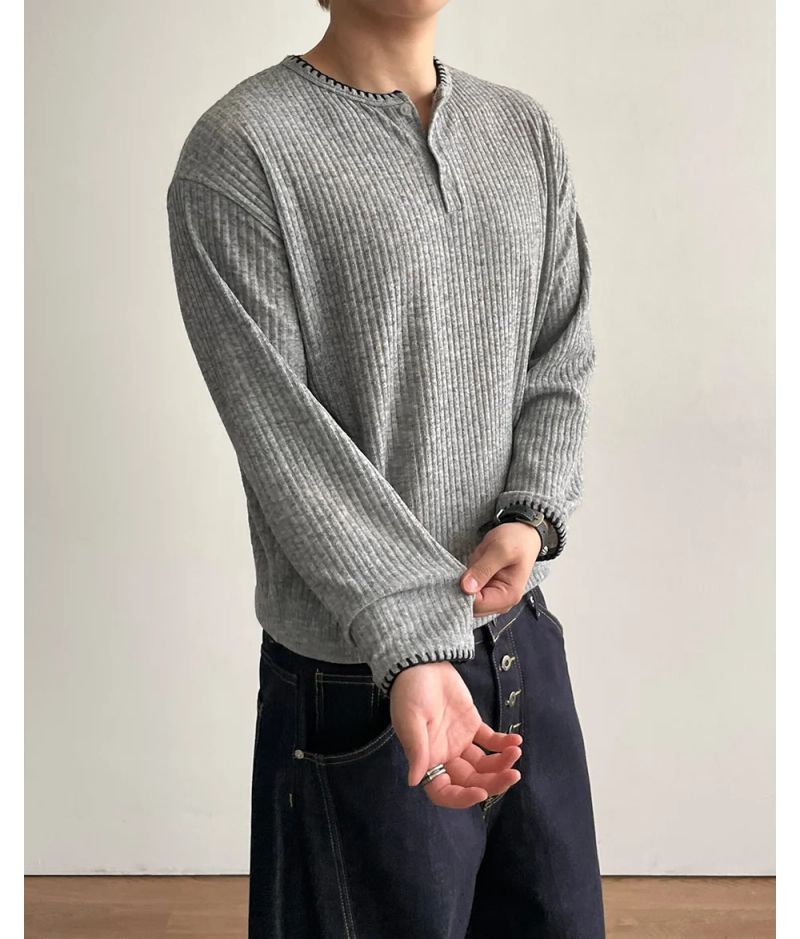 Stitched Henneck Cropped Knit