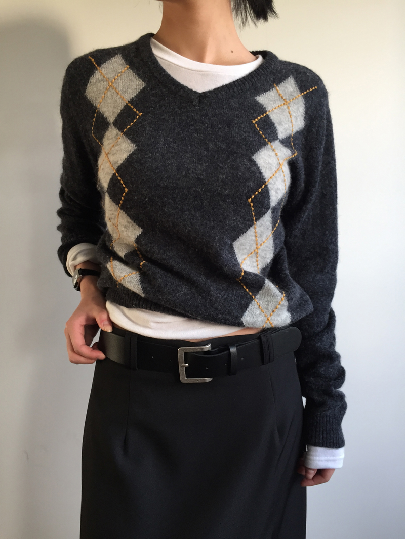 Fmang Mohair Argyle Knit (4color)