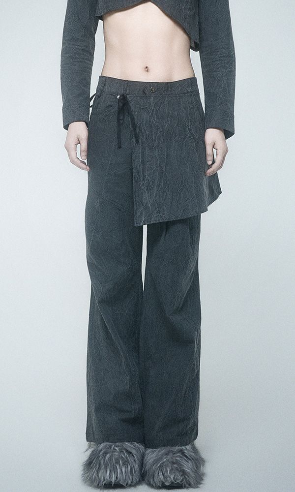 Reculer（ルキュレ）の「Wrinkle Wrap skirt pants Charcoal（Pants）」