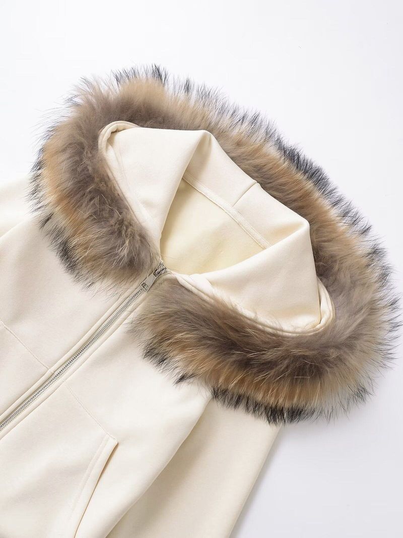 Basic Fur Hooded Zip-up