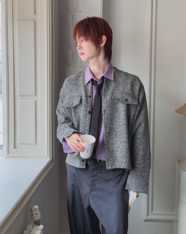 Moren Tweed Round Knit Cardigan