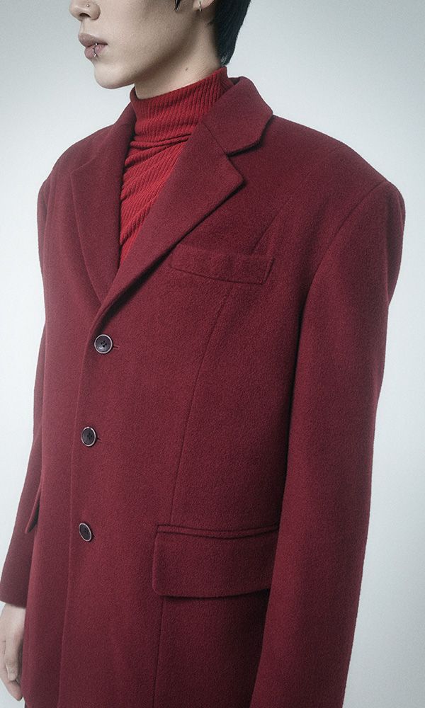 Back Button Single Jacket Burgundy