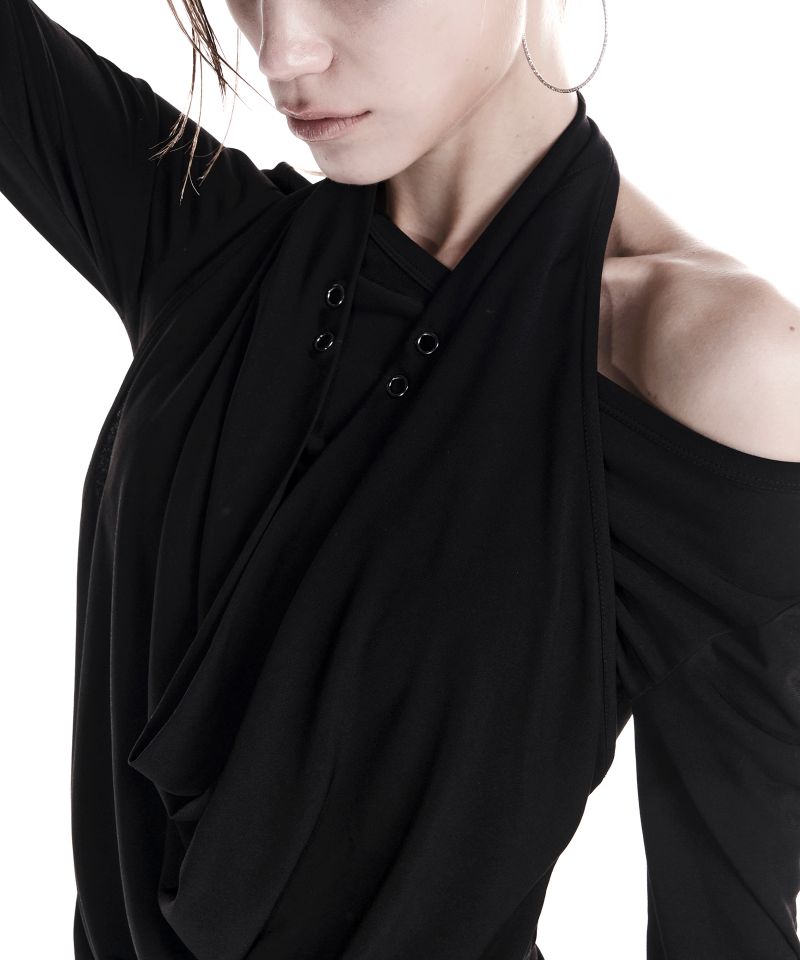COWL LAYERED LONGSLEEVE TOP