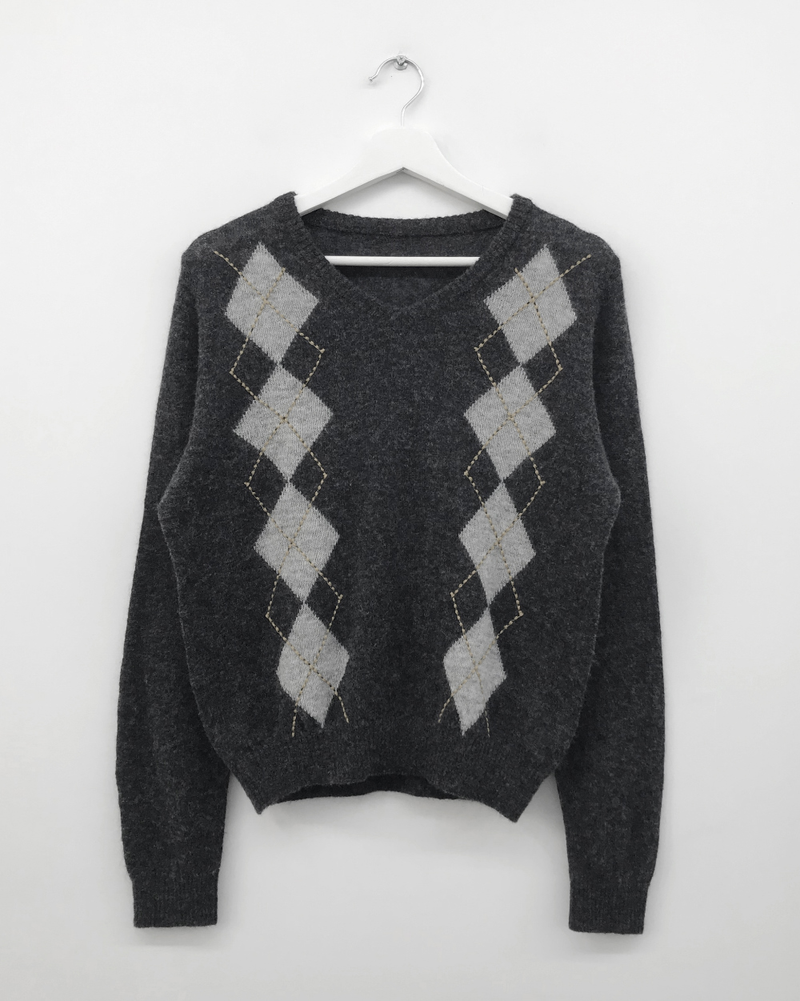 Fmang Mohair Argyle Knit (4color)