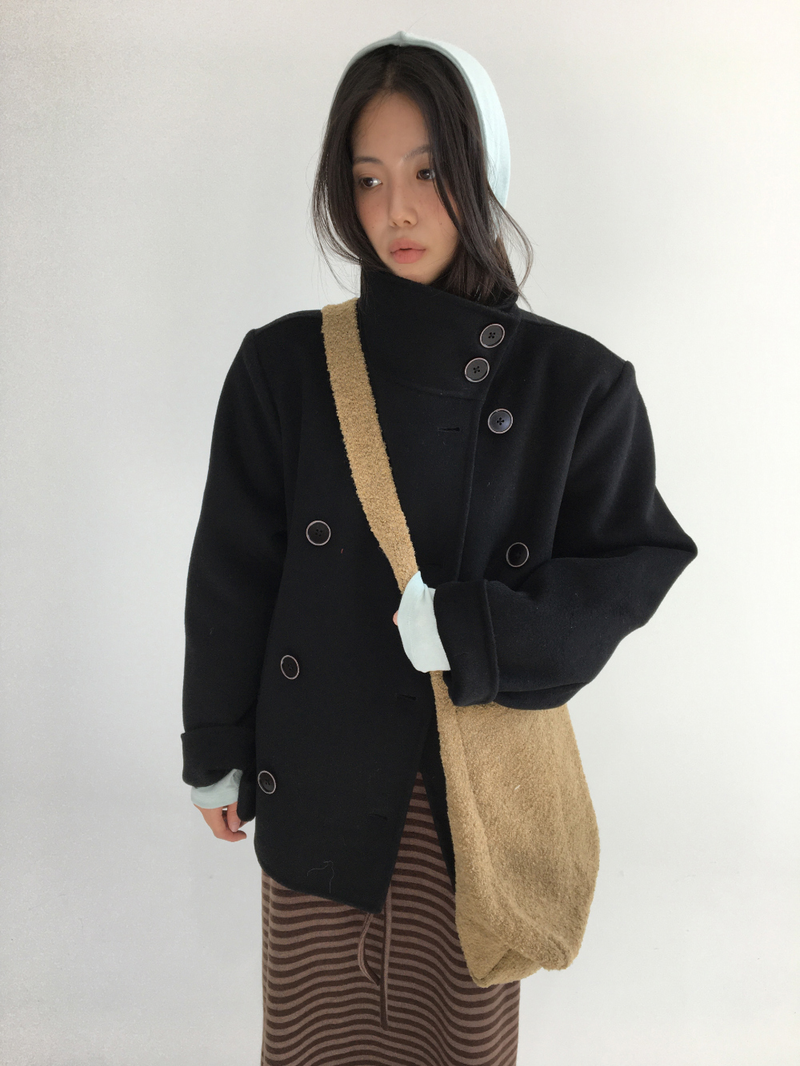 ハショ ファンネルネック ハーフ コート (2color)