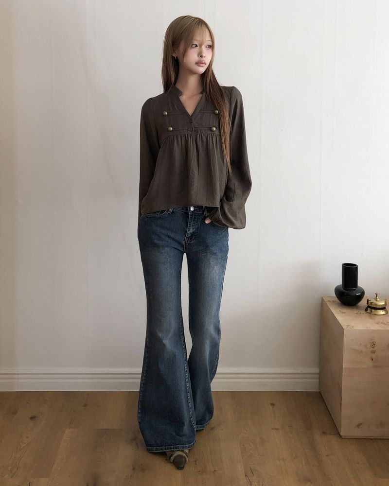 Bag Low-Rise Bootcut Denim Pants