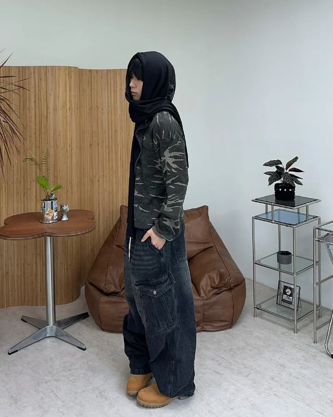 スロー バルーン カーゴ デニム パンツ