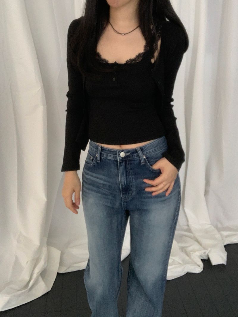 [set] Lace Camisole and Cardigan Set