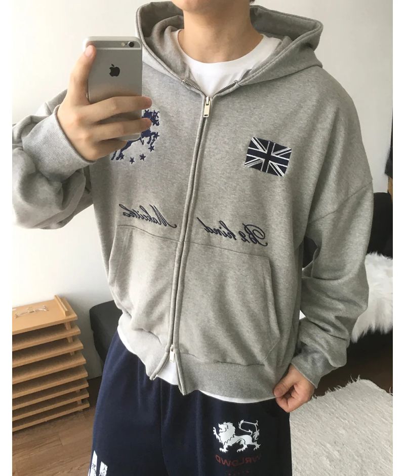 Spur Embroidery Hood Zip-up