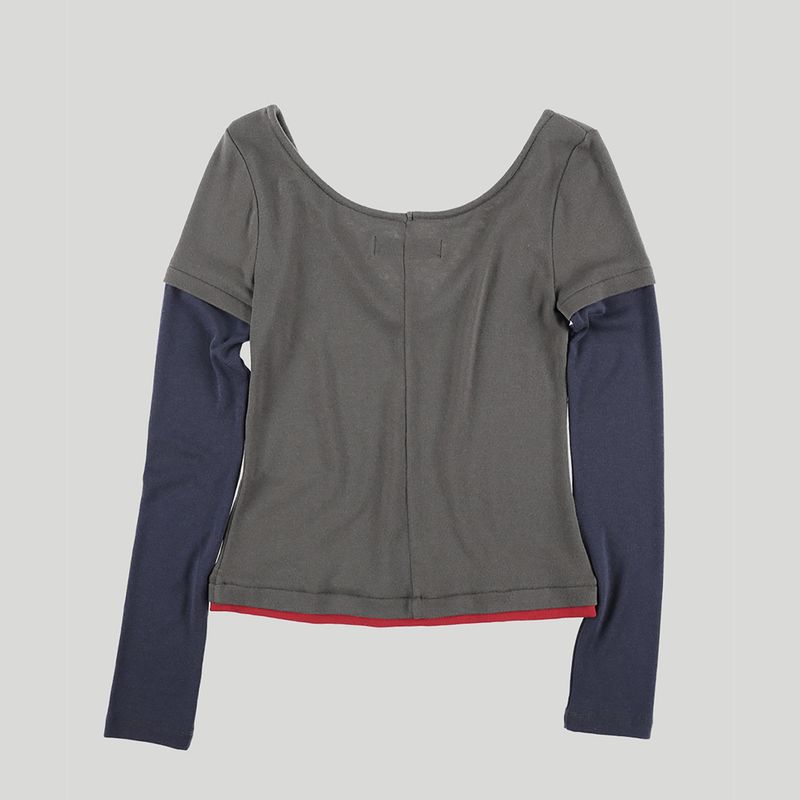PIPED NECK LAYERED TOP