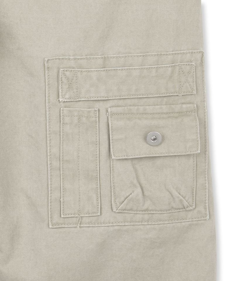 Washed Multi-Pocket Semi-Flare Pants - Light Gray