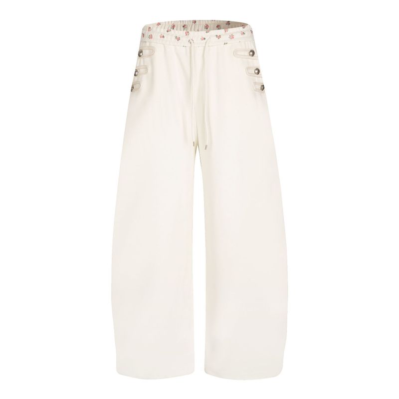 Rose Lining Button Wide Sweatpants