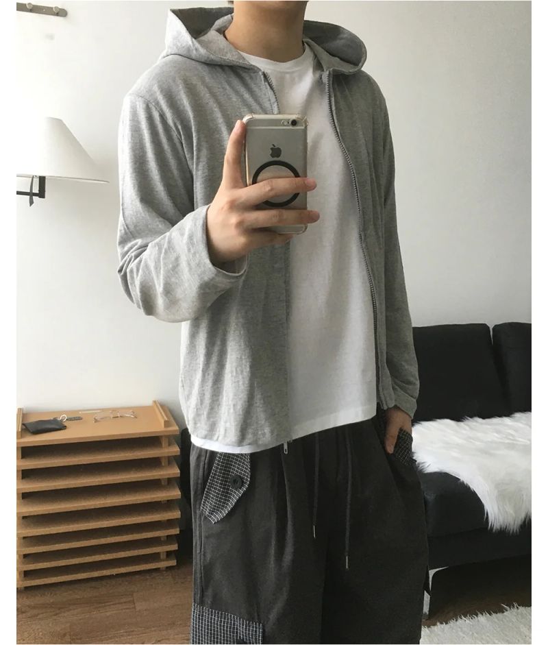 City Slub Crop Hood Zip-up