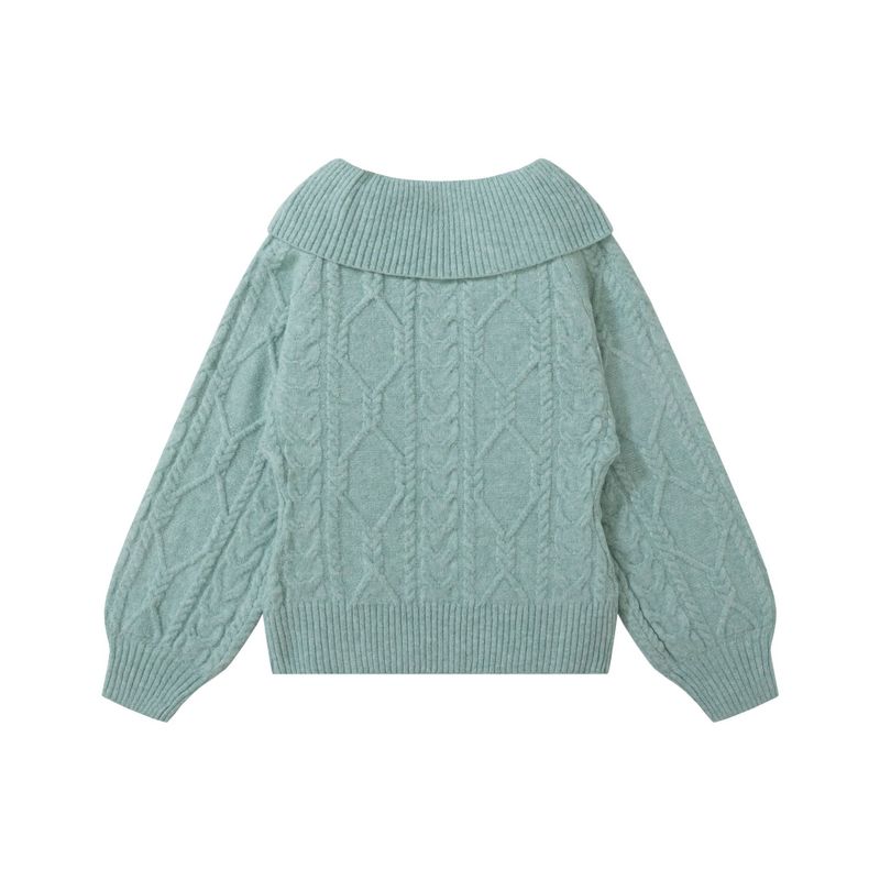Ribbon Shawl-Collar Cable Knit