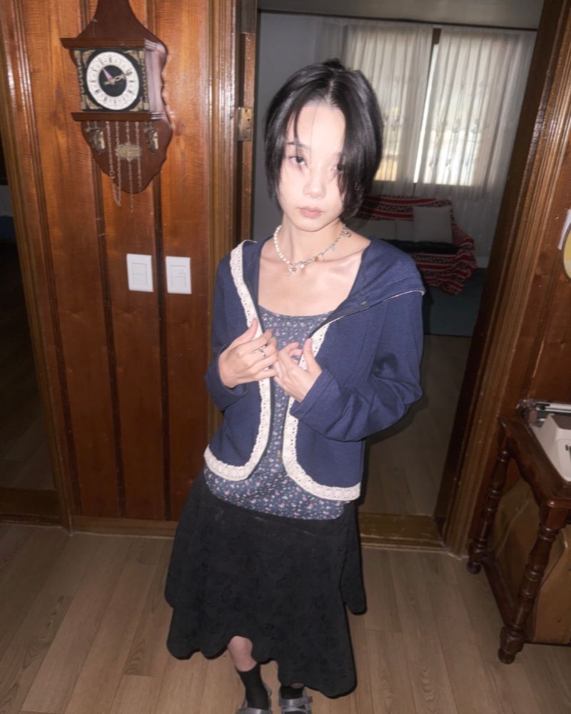 (2color) Rose Asymmetrical Flare Skirt