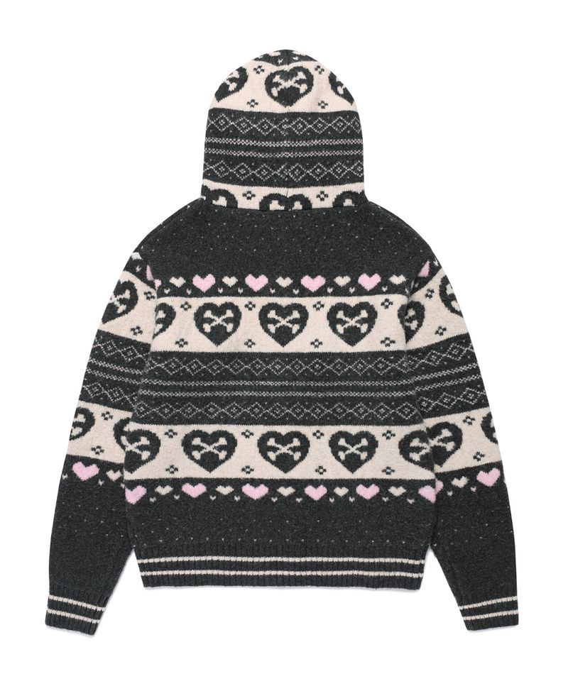 SKULL HEART NORDIC KNIT CARDIGAN CHARCOAL (CV2GFUK680A)