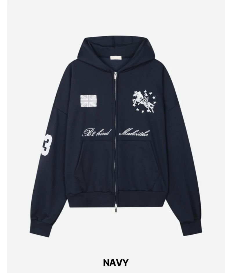 Spur Embroidery Hood Zip-up