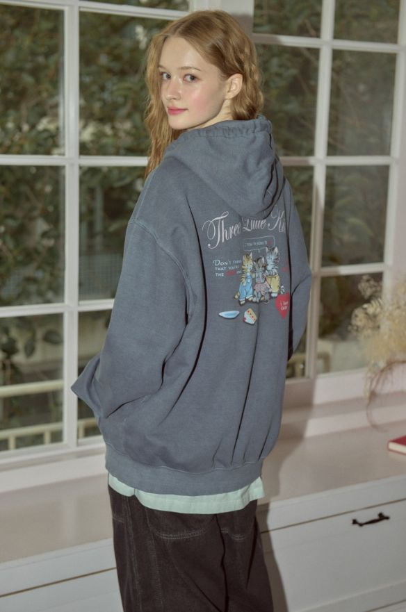 26FW★ [2-WAY] Crying Kitty Pigment Hood Zip-Up