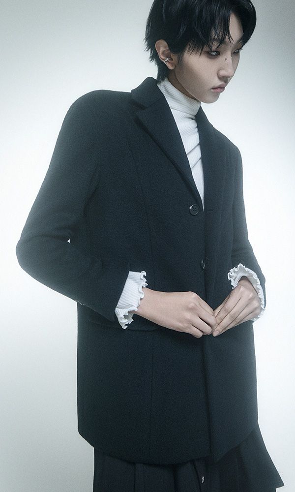 Back Button Single Jacket Black