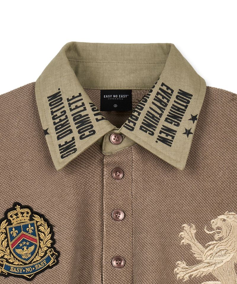 Heraldic Emblem Collar Long Sleeve - Beige