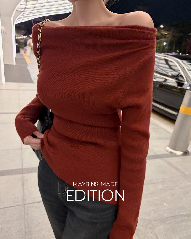 MADE. Dua shirred off-shoulder knit
