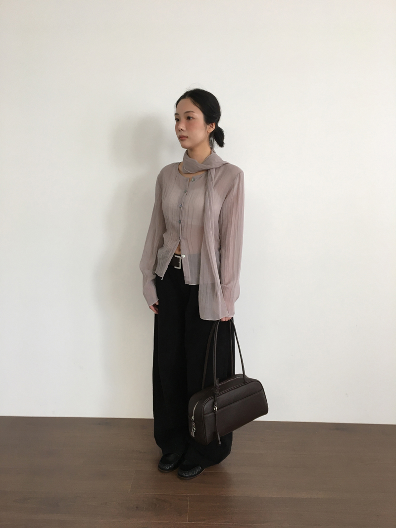 Sia Wrinkle Blouse + Scarf (2color)