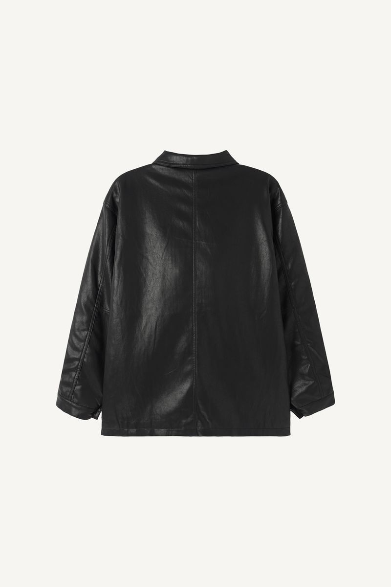 Over Fit Leather Car Coat