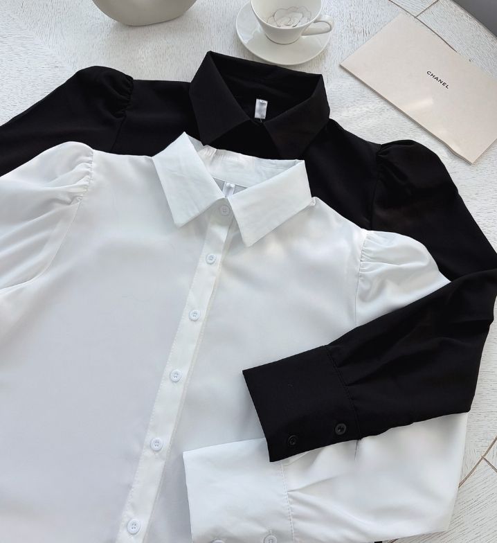 Bitten Balloon Sleeve Shirt Blouse