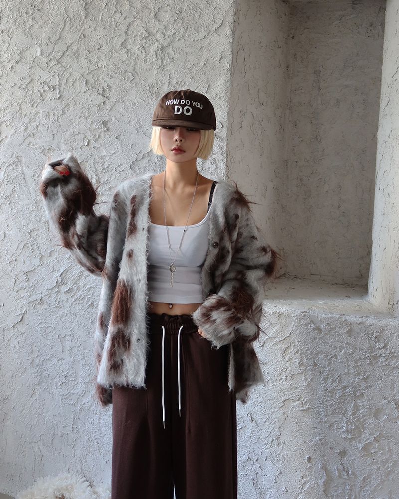 Leopard Print Oversized Sherpa Cardigan
