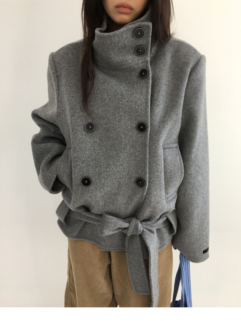 ハショ ファンネルネック ハーフ コート (2color)