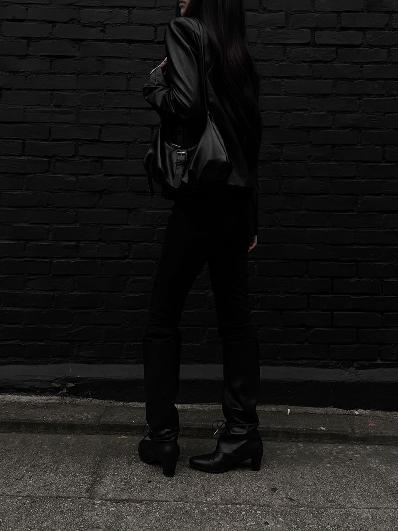 slim leather button jacket