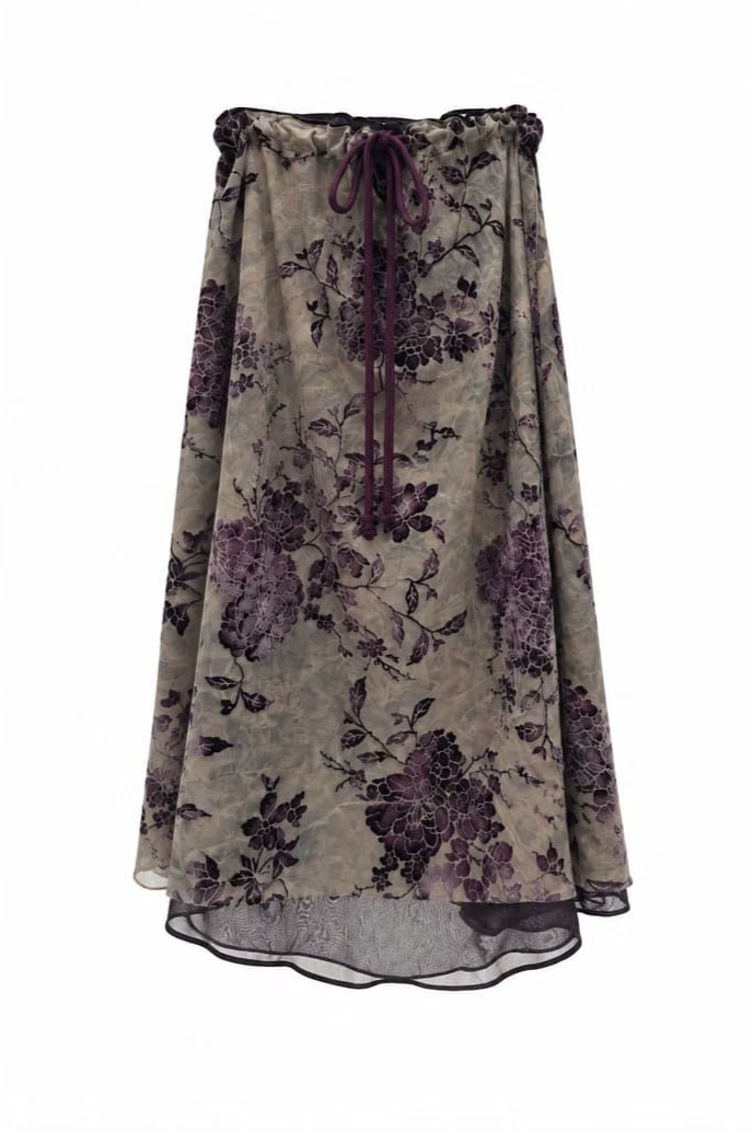 VINTAGE WILD-ROSE LAYERED SKIRT