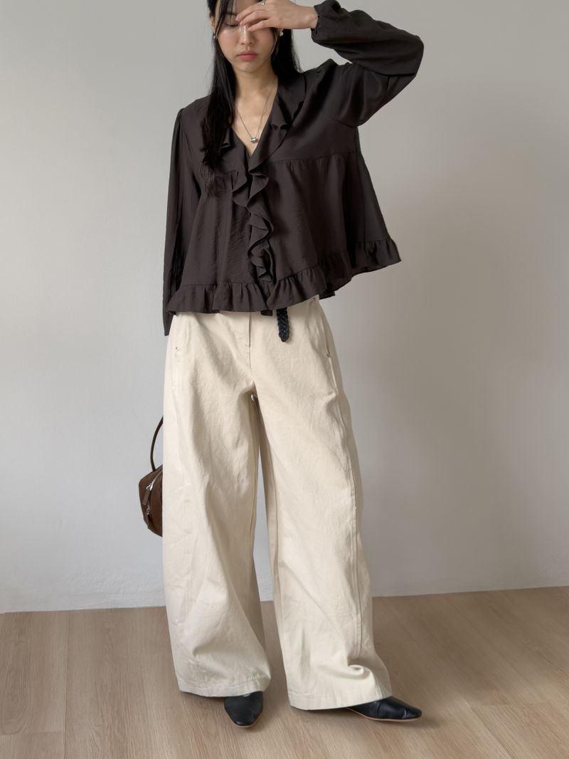 Pansy Frill V-Neck Blouse