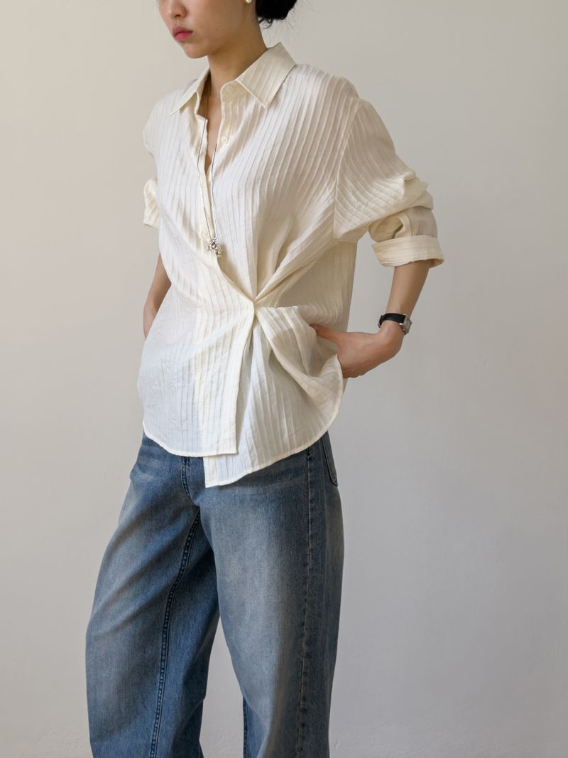 Embossed Wrap Stripe Over Fit Shirt