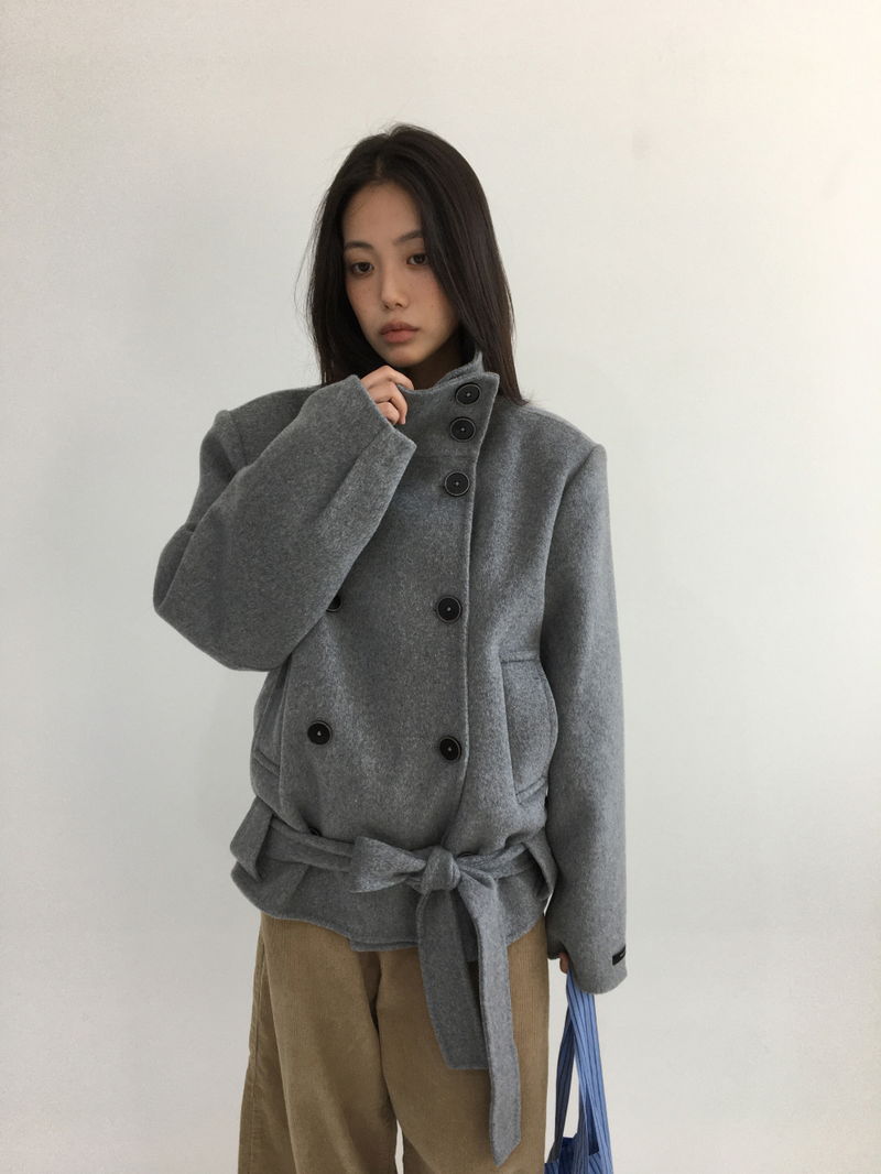 ハショ ファンネルネック ハーフ コート (2color)