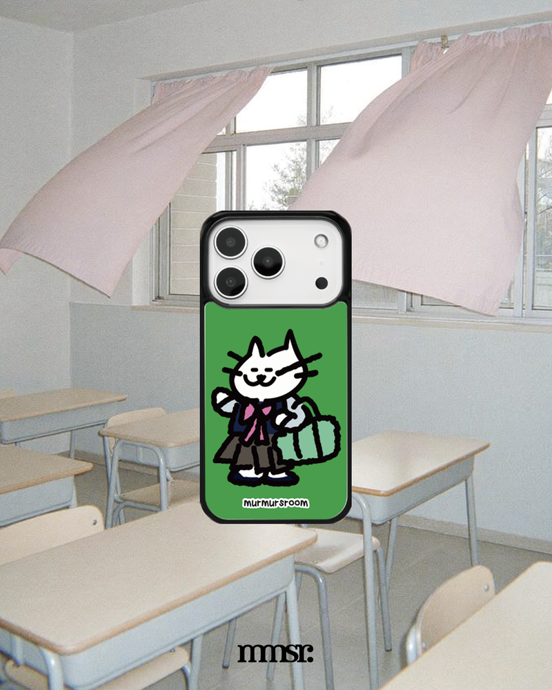 school cat glass bumper case (matte)