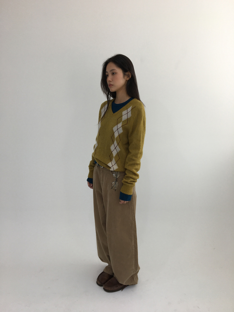 Fmang Mohair Argyle Knit (4color)