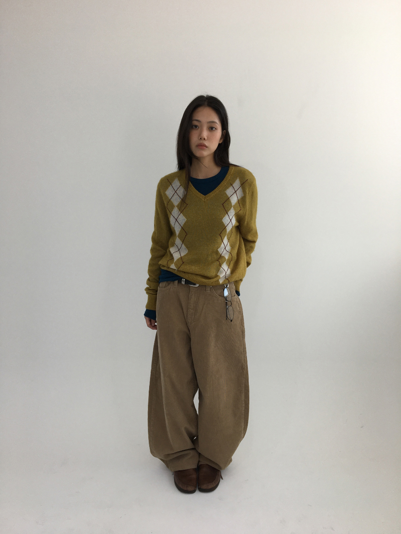 Fmang Mohair Argyle Knit (4color)