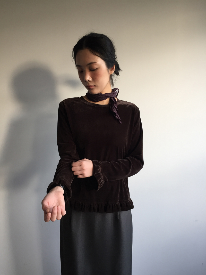 frilly velvet long sleeves (4color)