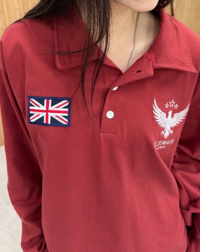 Dayren Eagle Embroidered Collar Tee