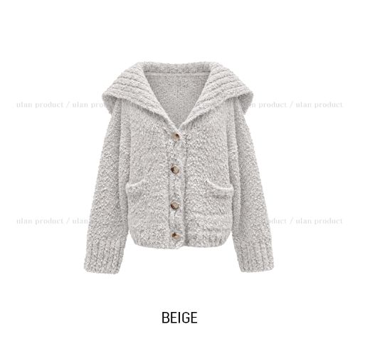 Bebe Sailor Collar Boucle Knit Cardigan