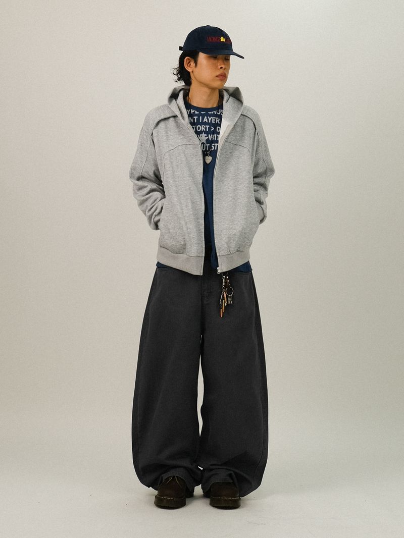 HS Crop Panel Zip-Up Hoodie